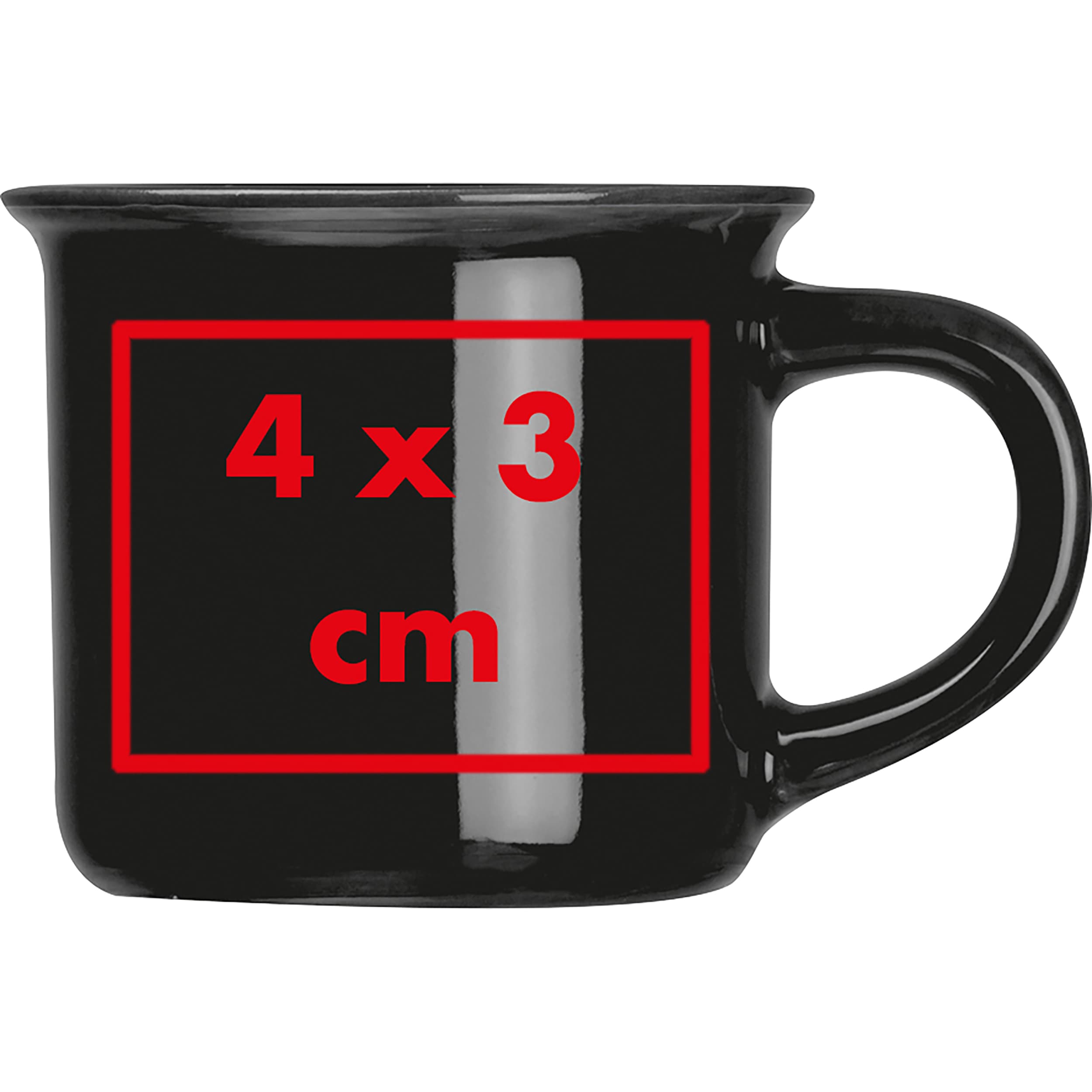 Espressotasse, 60ml TILL – Druckbeispiel Keramiktransfer mit Unterlegung, 1-farbig, 4 x 3 cm - Links vom Henkel