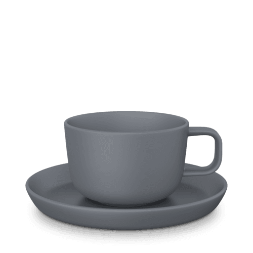 Form 731 Teetasse Costa Verde mit Unterteller, schwarz/grau