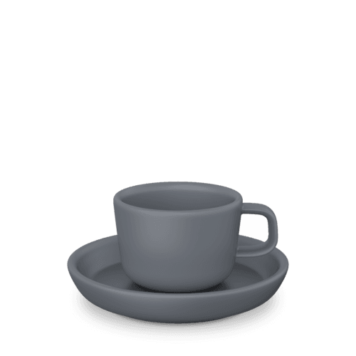 Form 732 Espressotasse Costa Verde mit Unterteller, 2-teilig, schwarz/grau