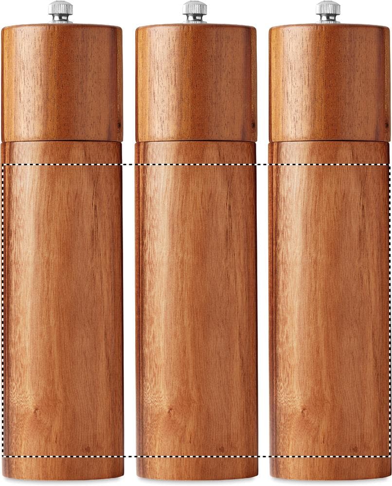 TUCCO Pfeffermühle Akazienholz – Druckbeispiel Laser 360°  (25 - 100cm²), 1-farbig, max. 172.0 x 130.0mm - 360