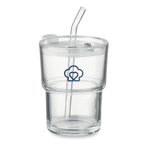 SIP Glasbecher mit Trinkhalm 400ml