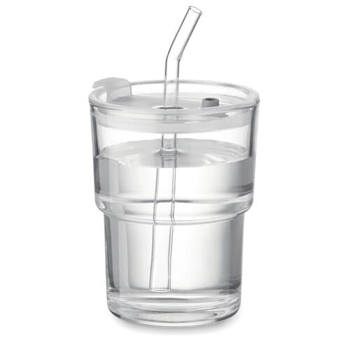 SIP Glasbecher mit Trinkhalm 400ml