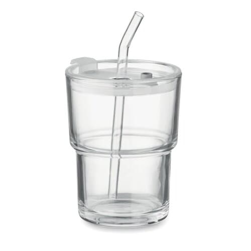 SIP Glasbecher mit Trinkhalm 400ml