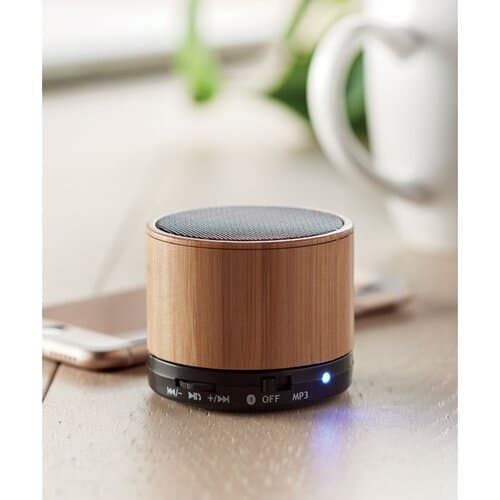 ROUND BAMBOO Runder wireless Lautsprecher