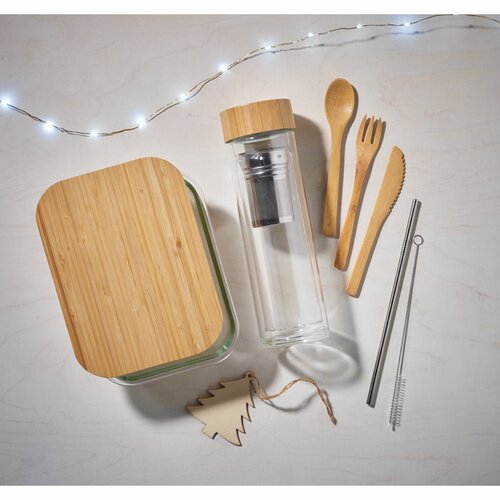 TUNDRA LUNCHBOX Lunchbox Glas mit Bambus