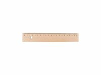 Holzlineal 20 cm aus Buchenholz mit Metalleinlage und Bohrung