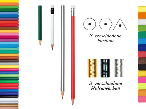 Bleistift farbig matt oder glänzend lackiert, kurz 8,75cm