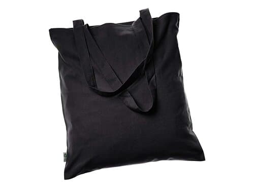 memo Bio-Baumwoll-Tragetasche, 38 x 42 cm, langen Henkel, schwarz