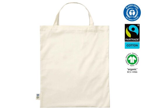 memo Bio-Baumwoll-Apothekertasche mit Fairtrade-Siegel, natur, 22 x 26 cm, kurze Henkel