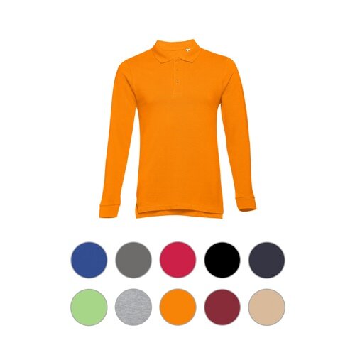 THC BERN. Langarm-Poloshirt für Herren aus kardierter Baumwolle