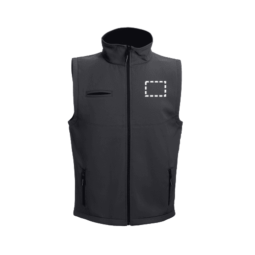 THC BAKU. Unisex Softshell-Weste – Druckbeispiel Stickerei, 1-farbig, 9 x 6.5 cm - Brust