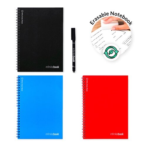 INFINITEBOOK PLAIN A5. "Infinitebook" mit flexiblem Einband und 15 unlinierten Whiteboard Seiten