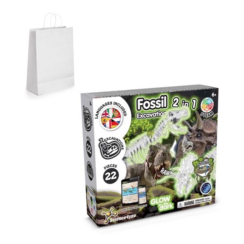2 in 1 Fossil Excavation Kit II. Lernspiel lieferung inklusive einer kraftpapiertasche (90 g/m²), aus FSC™-zertifiziertem Material und anderen kontrollierten Materialien hergestellt