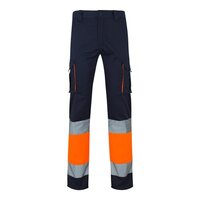 VL ZEUS LARGE. Zweifarbige Stretch-Hose mit mehreren Taschen (240 g/m²), aus Baumwolle (46 %), EME (38 %) und Polyester (16 %)