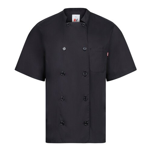 VL DURGA. Kurzärmelige Kochjacke aus Popeline (110 g/m²) aus Baumwolle (35 %) und Polyester (65 %)