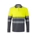 VL PLUTO. Zweifarbiges Piqué-Poloshirt (150g/m²) mit langen Ärmeln, aus Baumwolle (55%) und Polyester (45%)