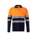 VL PLUTO LARGE. Zweifarbiges Piqué-Poloshirt (150g/m²) mit langen Ärmeln, aus Baumwolle (55%) und Polyester (45%)