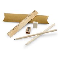 RHOMBUS Schulschreibset Lineal Bleistift Radiergummi und Anspitzer