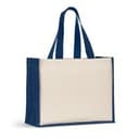 HELSINQUE COLOUR. Tasche aus Canvas (320 g/m²), mit Boden und Seiten aus farbig laminierter Jute (350 g/m²)