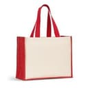 HELSINQUE COLOUR. Tasche aus Canvas (320 g/m²), mit Boden und Seiten aus farbig laminierter Jute (350 g/m²)