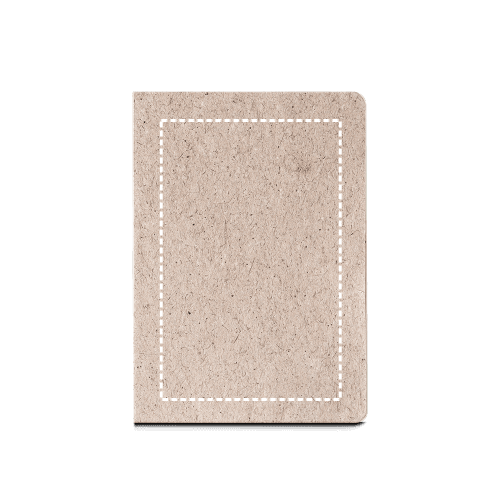 TEAPAD SEMI-RIGID. Notizbuch A5 mit semi-flexiblem Cover aus Teeblattverwertung (65%) – Druckbeispiel Siebdruck, 1-farbig, 100 x 160 mm - Vorderseite