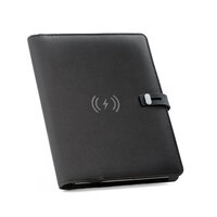 EMERGE A5 FOLDER A5 Mappe aus 300D recyceltem Polyester 100 rPET mit kabellosem Ladegerät