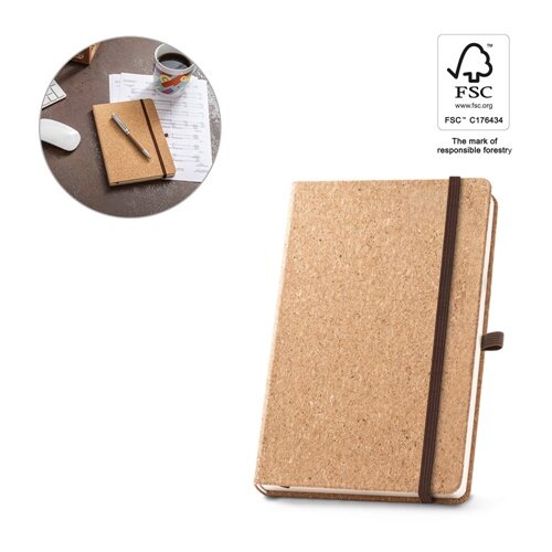 HAWKINS A5. A5 Notizblock aus Kork mit unlinierten Seiten aus FSC™-zertifiziertem Material und anderen kontrollierten Materialien