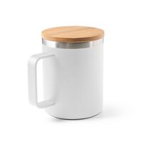 LAUDA Becher aus 90 recyceltem Edelstahl mit Bambusdeckel 420 mL