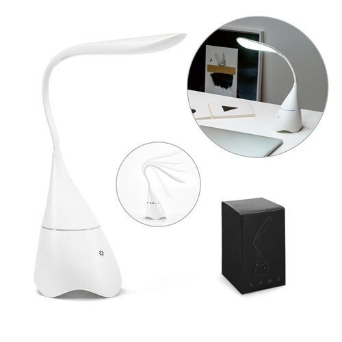 GRAHAME. Tragbare Schreibtischlampe mit Lautsprecher und 5 Stunden Akkulaufzeit aus Recyceltes ABS (100% rABS)