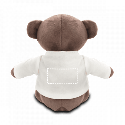 GRIZZLY. Plüschtier aus Polyester in Bärenform, mit T-Shirt – Druckbeispiel Digitaler Transfer, 4 x 2.5 cm - Rücken