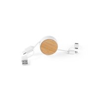 RUBINS. 6-in-1-USB-Kabel ausziehbar aus Recyceltes ABS (100% rABS) und Bambus
