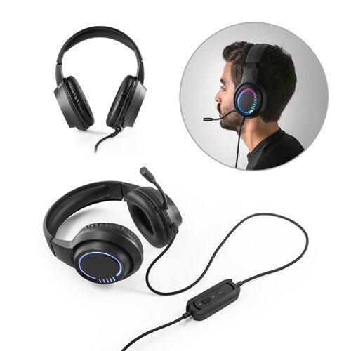 Thorne Headset RGB. Kopfhörer mit 2 m Kabel, Mikrofon und RGB-LED-Leuchten aus ABS