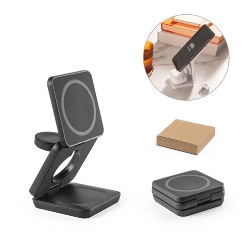 BROGLIE. Superschnelles 15W 3-in-1 magnetisches kabelloses Ladegerät aus Recyceltes ABS (100% rABS)