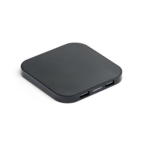 CAROLINE. Superschnelles 15W wireless Ladegerät mit HUB 2 USB-A Anschlüssen aus Recyceltes ABS (100% rABS)
