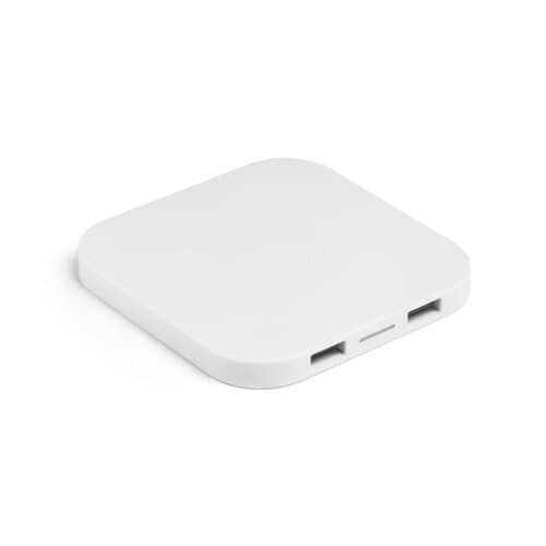 CAROLINE. Superschnelles 15W wireless Ladegerät mit HUB 2 USB-A Anschlüssen aus Recyceltes ABS (60% rABS)