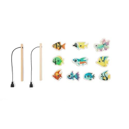 FISHY. Angelspiel mit 10 Holzfischen, ideal für Kinder