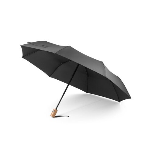 RIVER. Faltbarer Regenschirm aus recyceltem Polyester (100% rPET) 190T Pongé mit automatischer Öffnung und Schließung