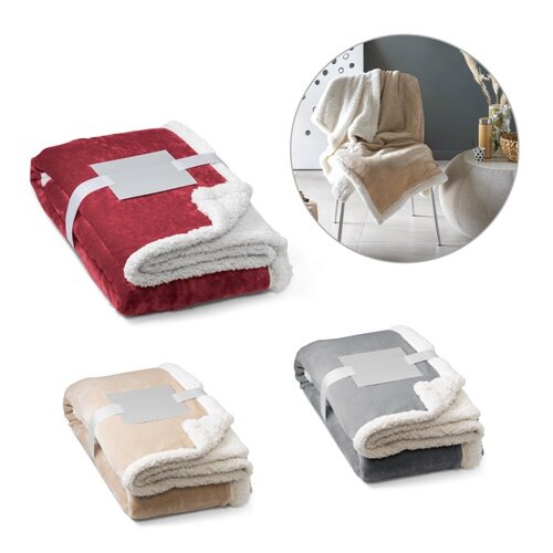HEIDEN. Wendbare Fleecedecke (190 g/m²) mit Satinband und personalisierter Karte