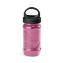 ARTX PLUS. Sporthandtuch aus Polyamid und Polyester mit Flasche (440 mL) aus PP und PET und einem integrierten Karabinerhaken am Deckel in rosa