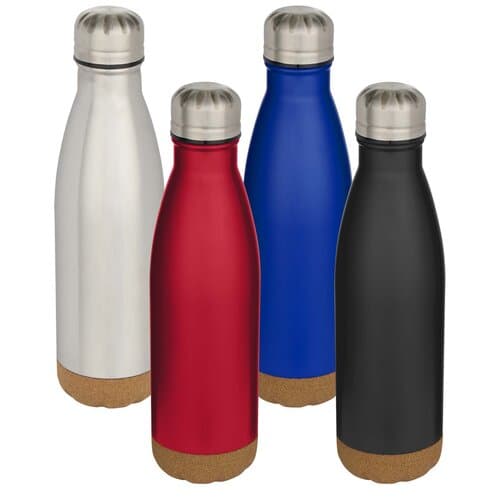 Cove 500 ml doppelwandige, vakuumisolierte Trinkflasche aus Edelstahl mit Korkdetails
