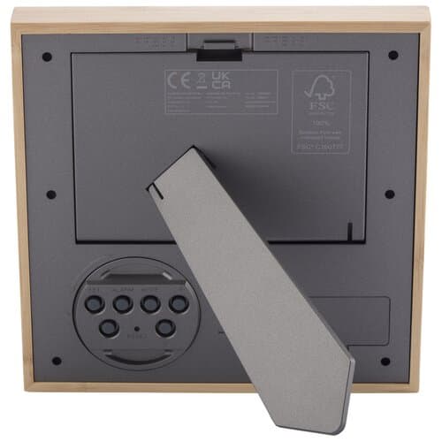 Sasa Bambus Fotorahmen Tischuhr mit Thermometer