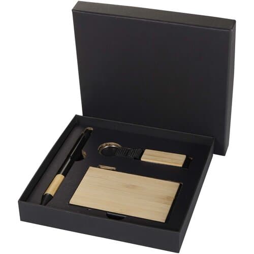 Minka Set mit Kugelschreiber aus RCS Recycling-Aluminium, Schlüsselanhänger und RFID-Kartenhalter