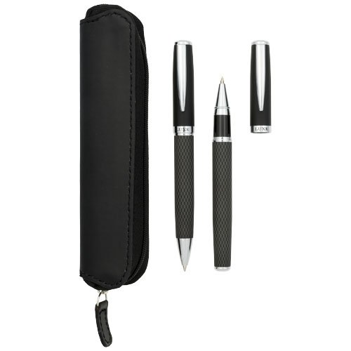 Carbon Duo Kugelschreiberset mit Hülle (schwarze Mine)