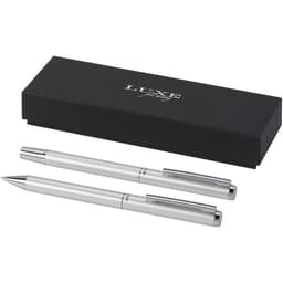 Lucetto Set mit Kugelschreiber und Tintenroller aus recyceltem Aluminium (schwarze Mine) – Bild 1