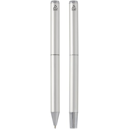 Lucetto Set mit Kugelschreiber und Tintenroller aus recyceltem Aluminium (schwarze Mine)