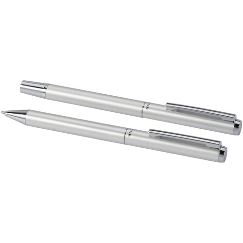 Lucetto Set mit Kugelschreiber und Tintenroller aus recyceltem Aluminium (schwarze Mine)