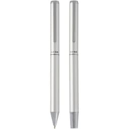 Lucetto Set mit Kugelschreiber und Tintenroller aus recyceltem Aluminium (schwarze Mine) – Bild 4