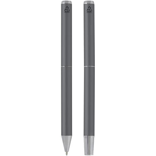 Lucetto Set mit Kugelschreiber und Tintenroller aus recyceltem Aluminium (schwarze Mine)