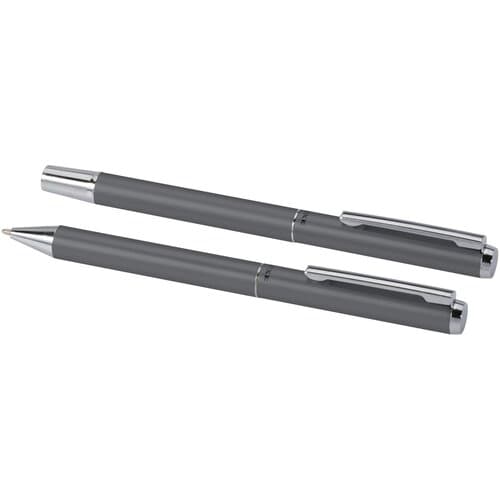 Lucetto Set mit Kugelschreiber und Tintenroller aus recyceltem Aluminium (schwarze Mine)