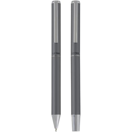 Lucetto Set mit Kugelschreiber und Tintenroller aus recyceltem Aluminium (schwarze Mine)